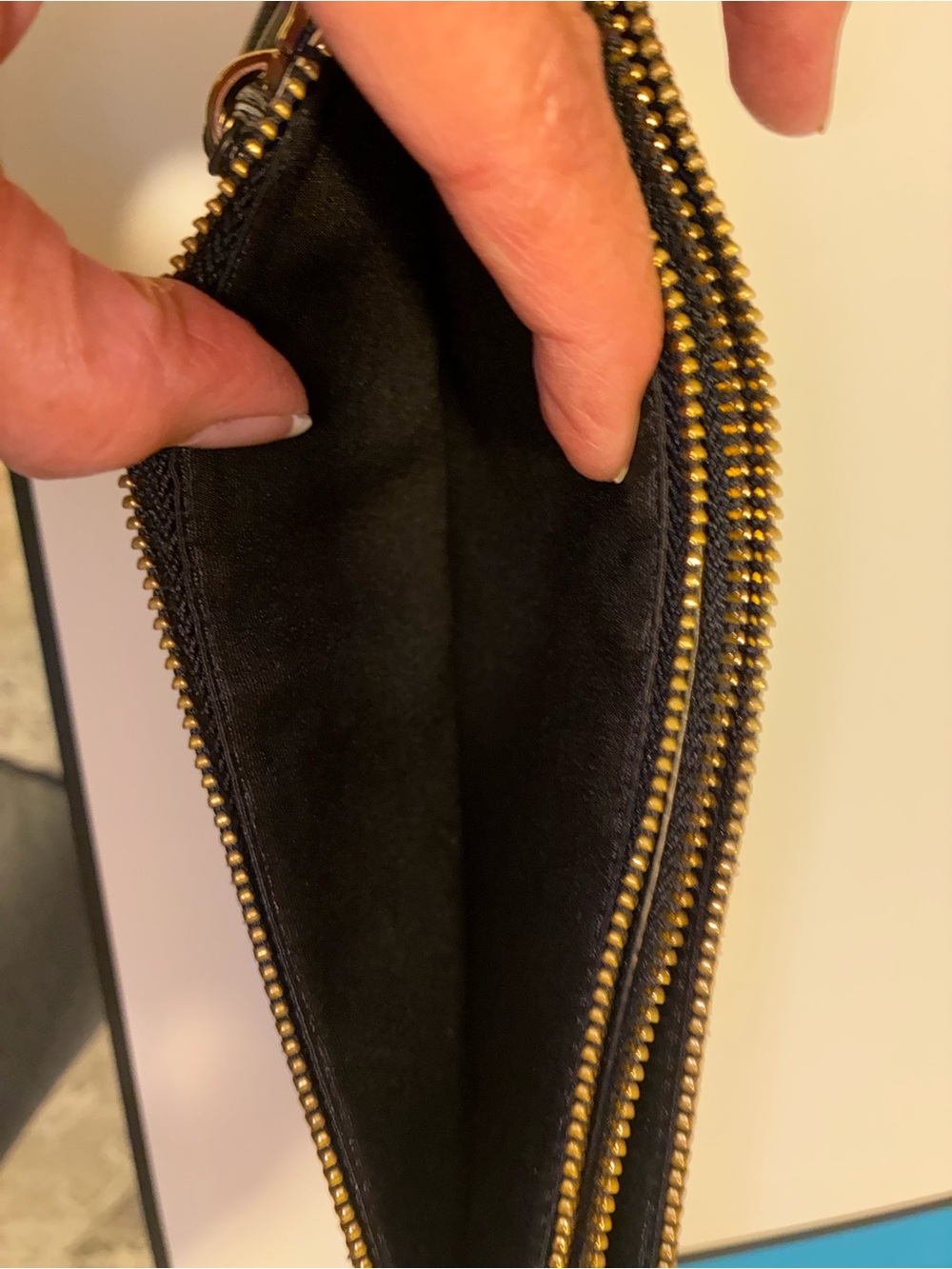 Coach Black Leather Wristlet with Gold Logo - Picture 6 of 6